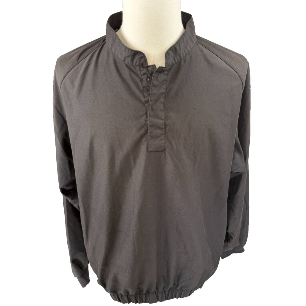 FootJoy Mens Golf Windbreaker Pullover Black Mock Neck Size Large